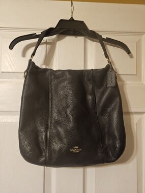 Coach Black Pebbled Leather Shoulder Bag with Gold Hardware
